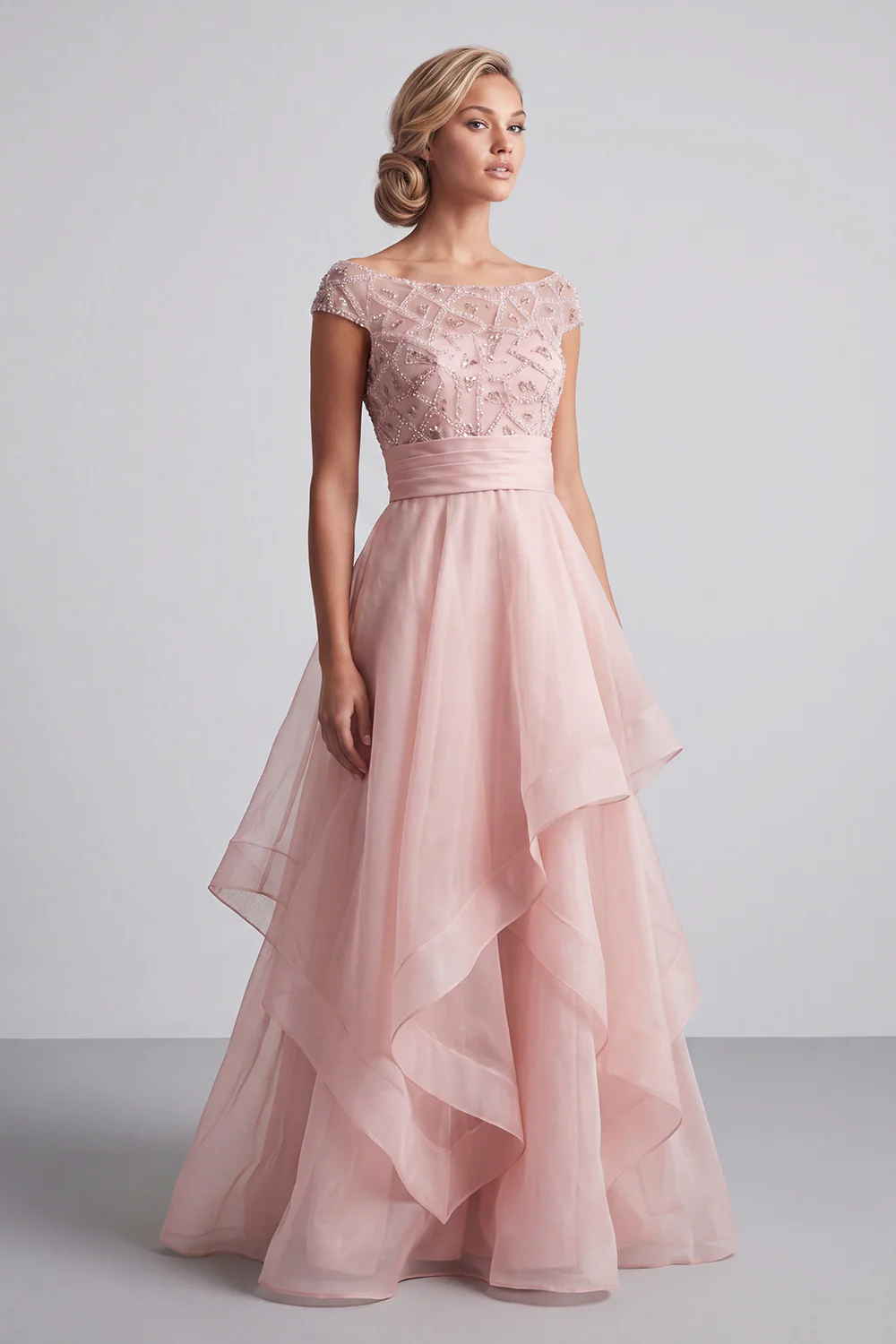 Bateau Neck A Line Champagne Sequin Mother Of the Bride Dress - Image 8