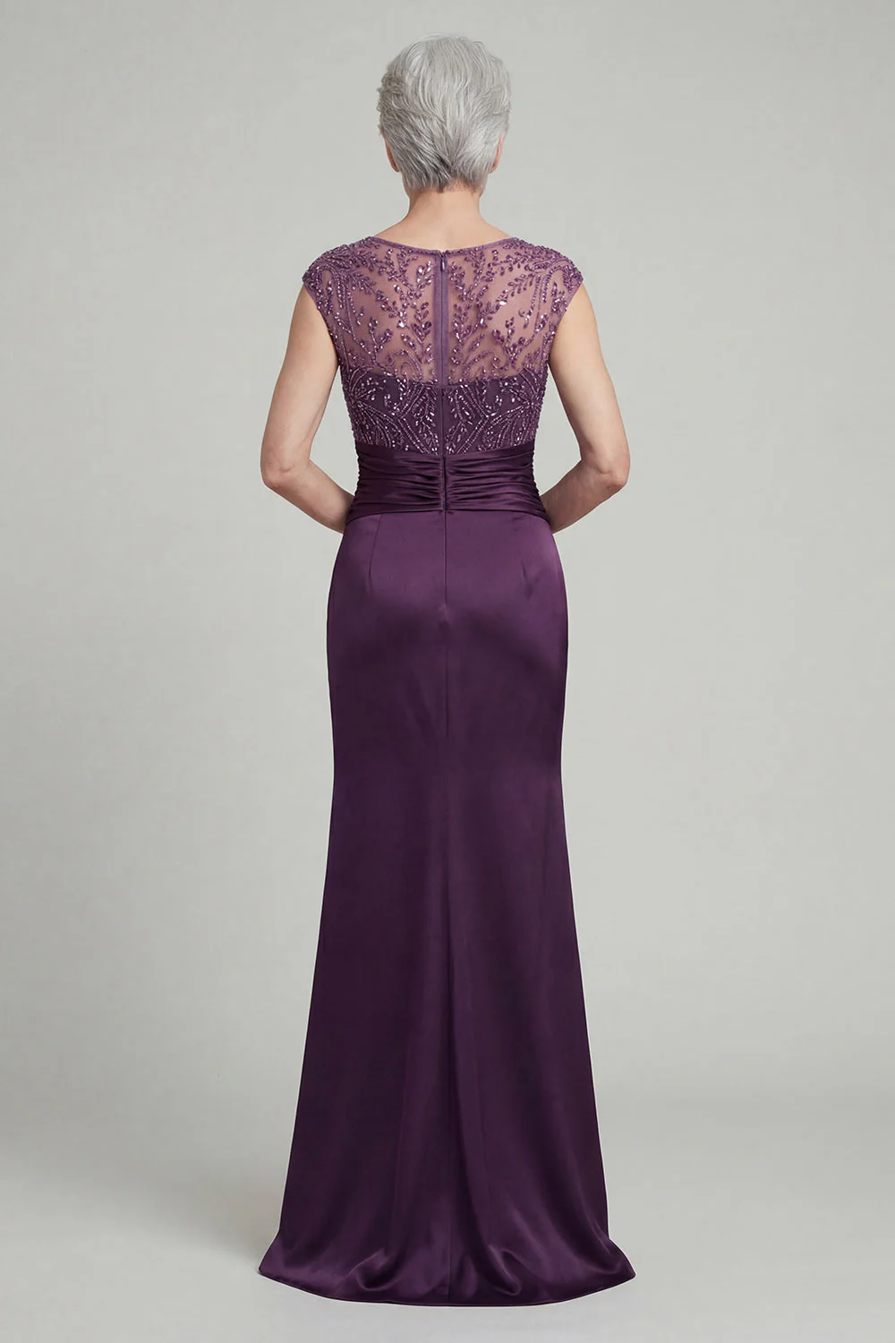 Dark Purple Mermaid Sequin Mother of the Bride Dress with Pockets - Image 2