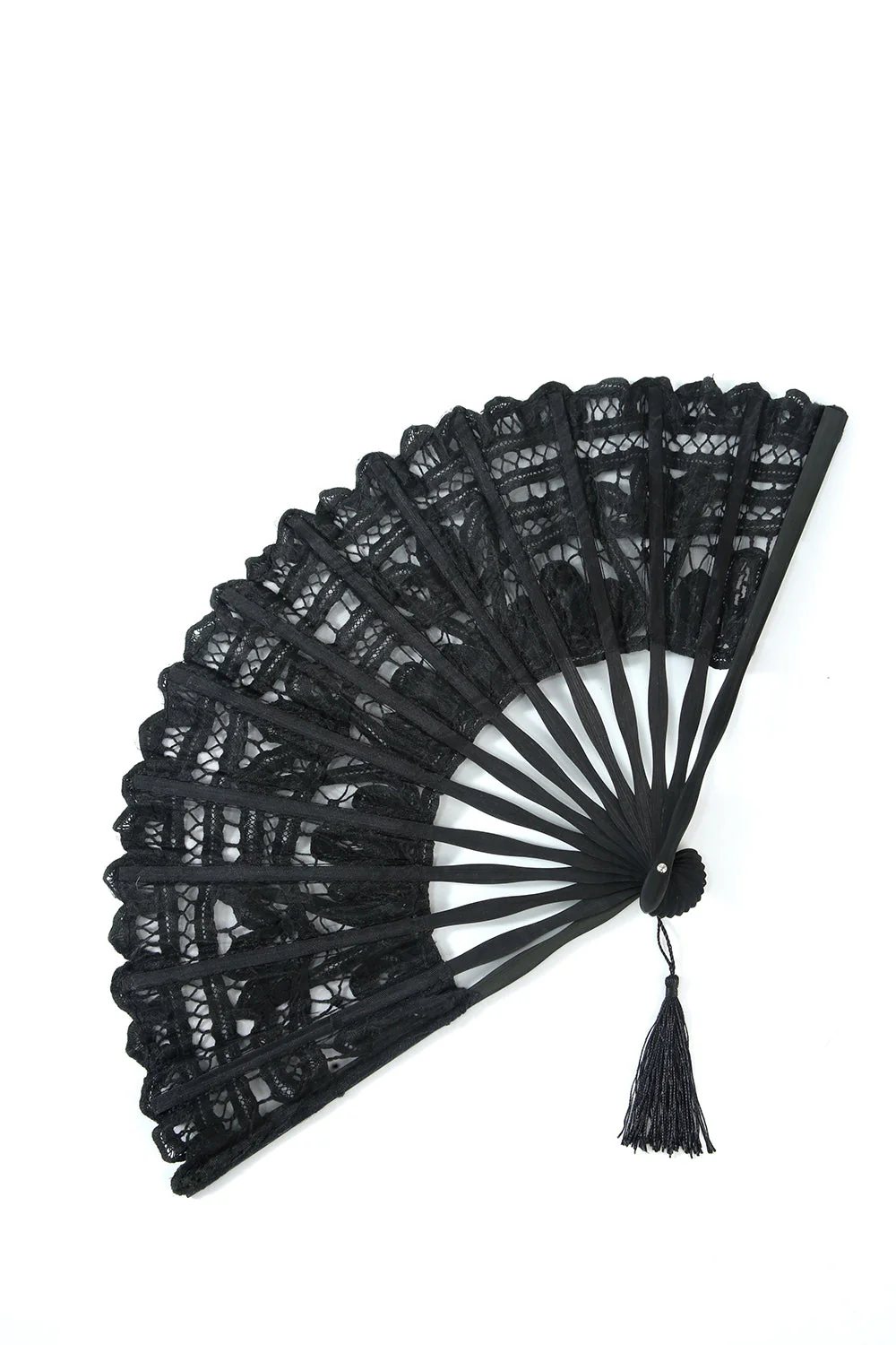 Black 1920s Fan with Fringes - Image 4
