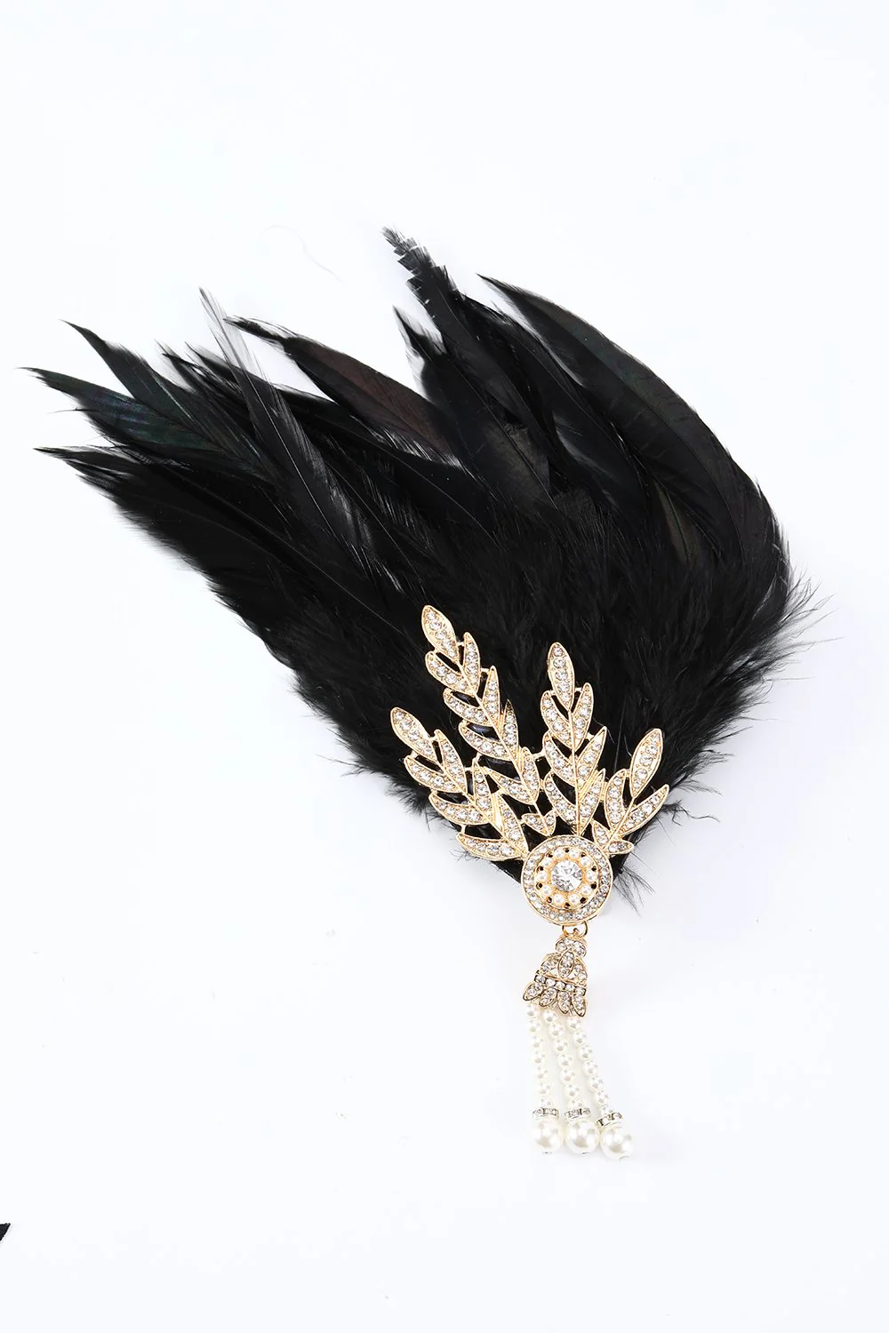 Black 1920s Feather Headband - Image 5