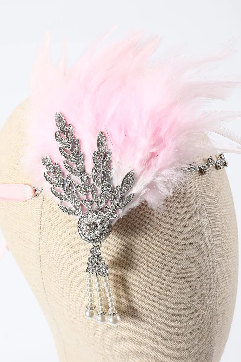 Black 1920s Feather Headband - Image 9