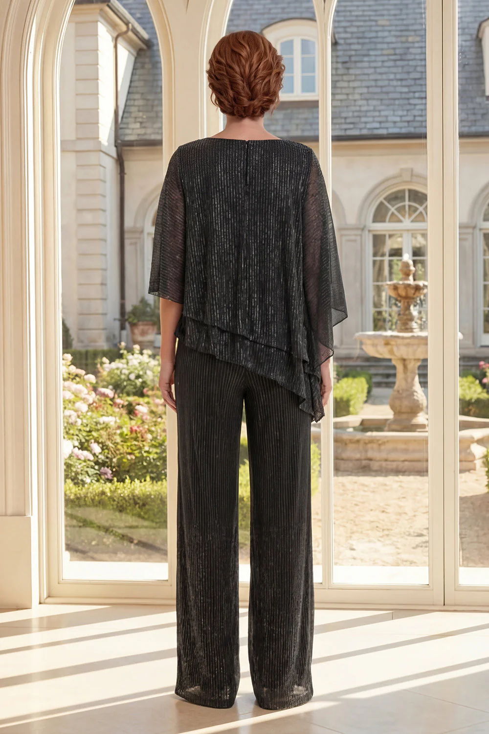 Black 2 Piece Asymmetrical Mother Of the Bride Dress - Image 2