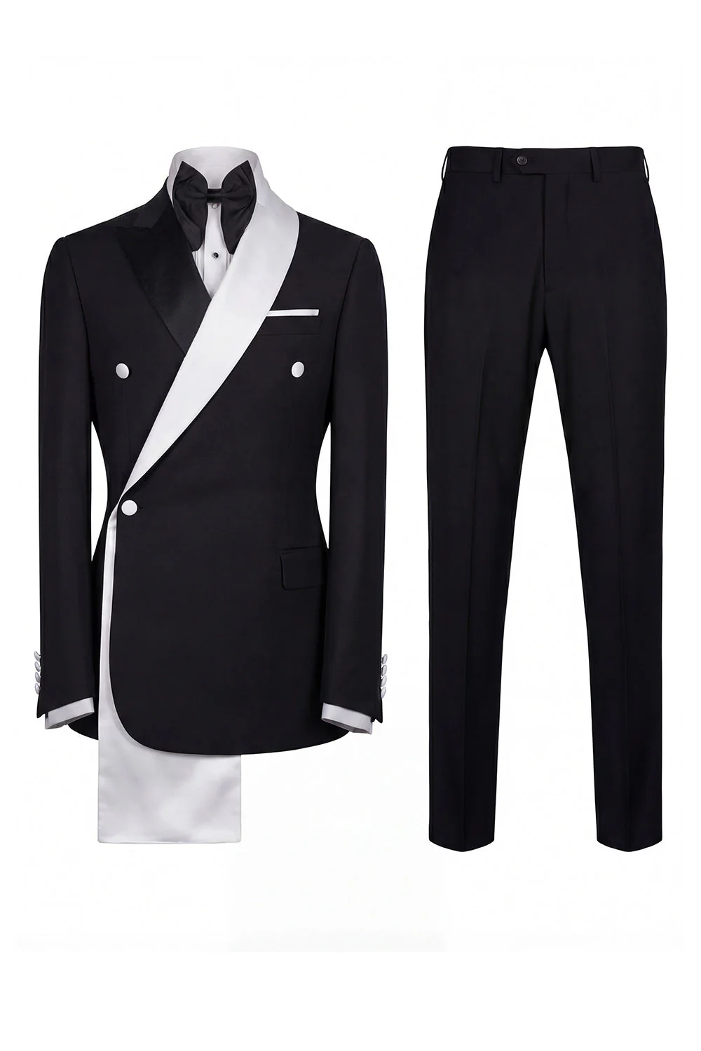 Black 2 Piece One Button Notched Lapel Men's Prom Suits