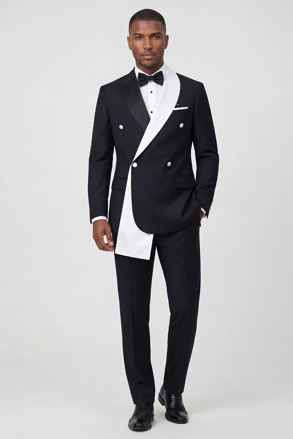 Black 2 Piece One Button Notched Lapel Men's Prom Suits - Image 3