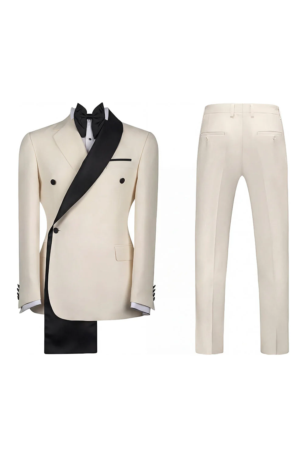 Black 2 Piece One Button Notched Lapel Men's Prom Suits - Image 5