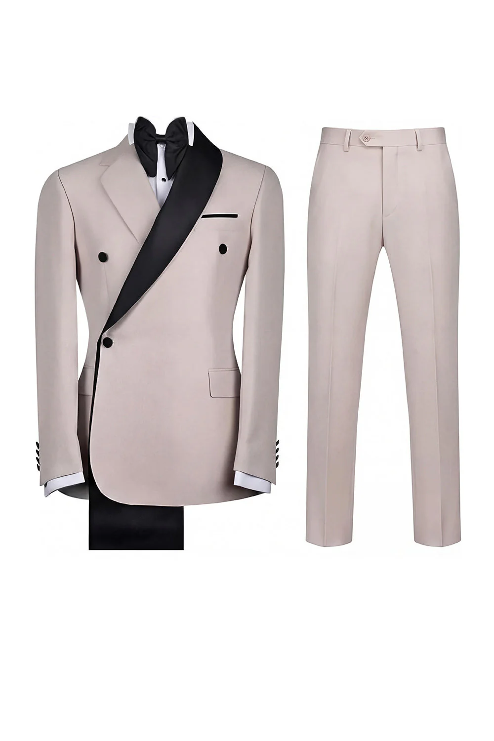 Black 2 Piece One Button Notched Lapel Men's Prom Suits - Image 6