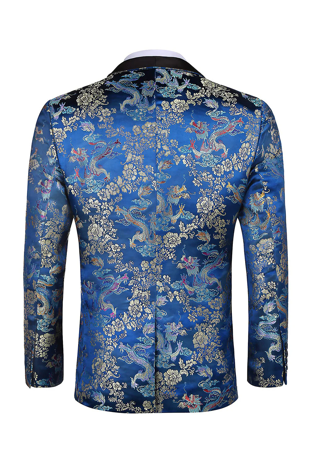 Black 2 Piece Shawl Lapel One Button Jacquard Men's Prom Suits - Image 6