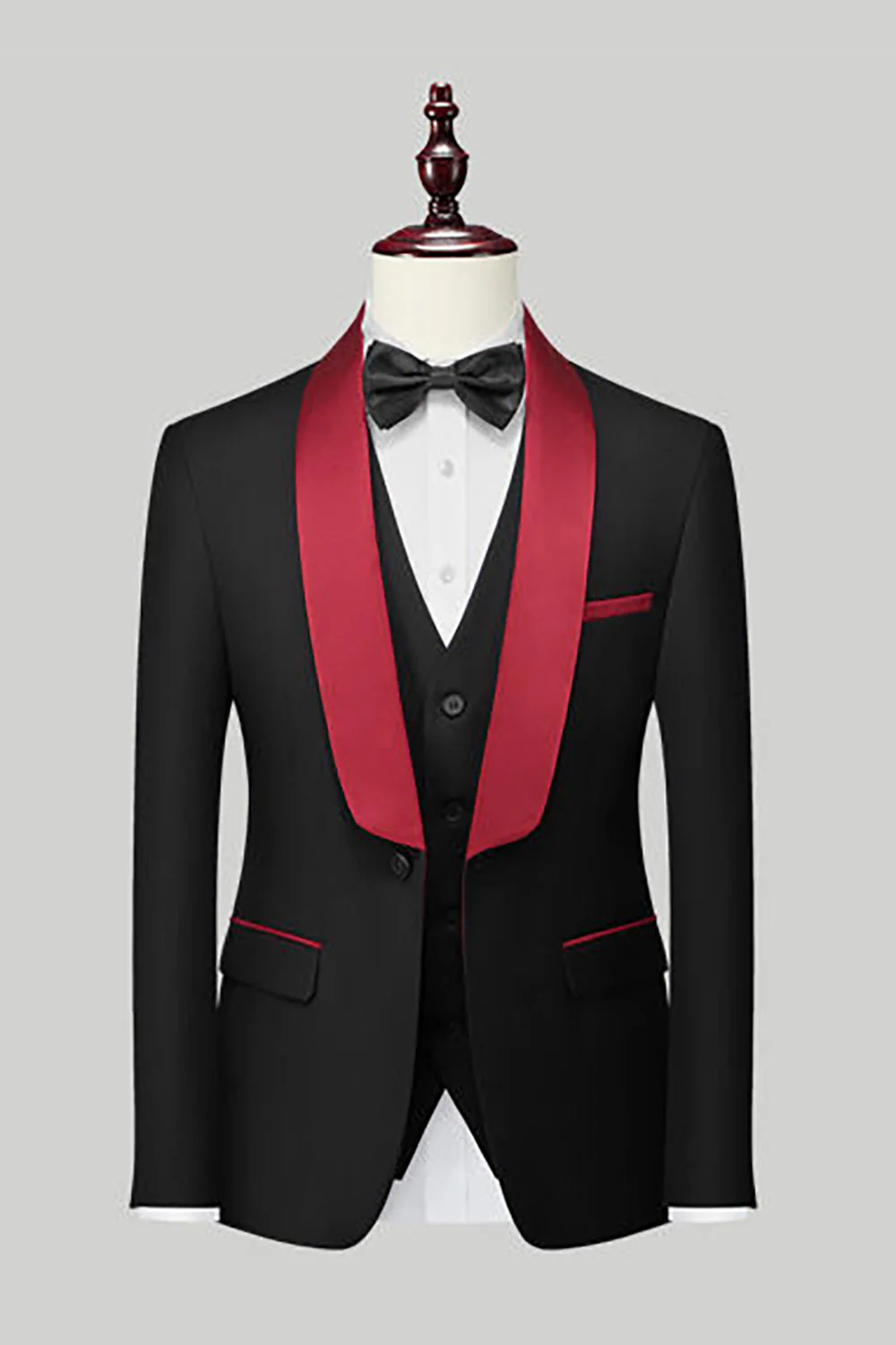 Black 3 Piece Shawl Lapel Men Suits - Image 3