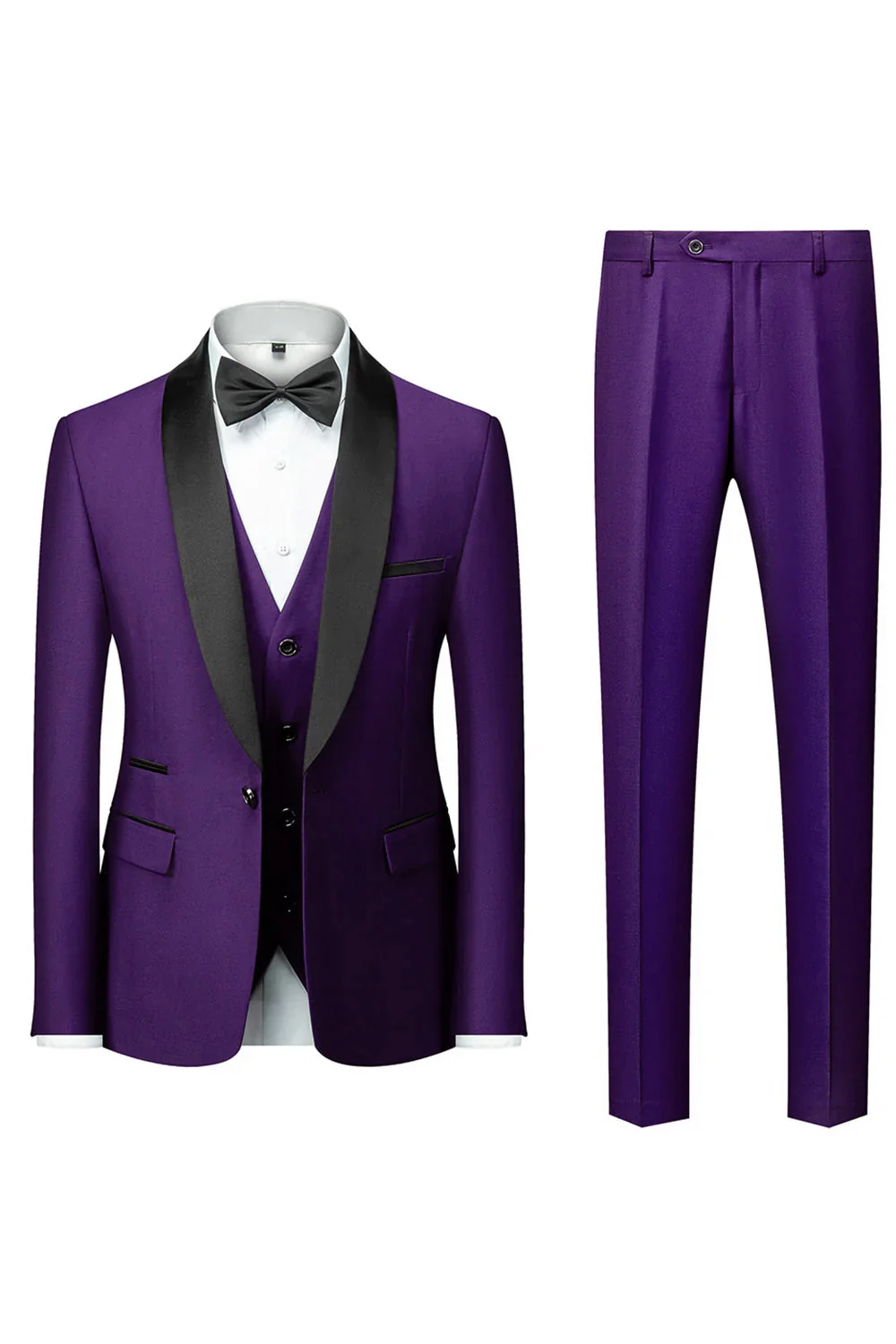 Black Shawl Lapel Three-Pieces Men's Suits - Image 14