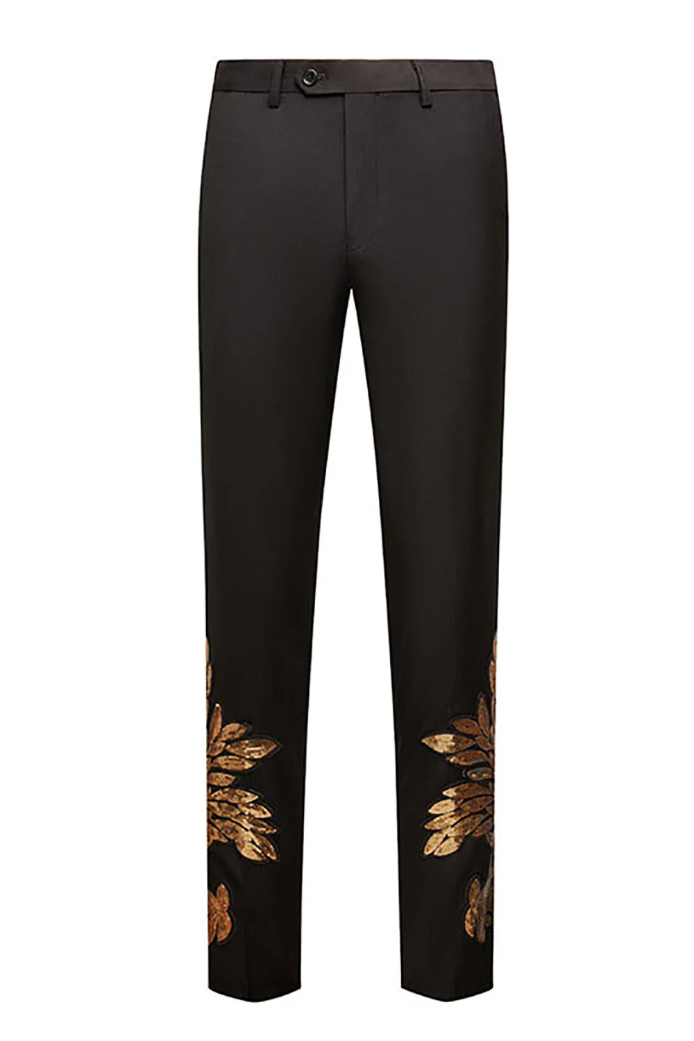 Black and Gold Jacquard Sequins Men's 2 Piece Prom Suits - Image 3