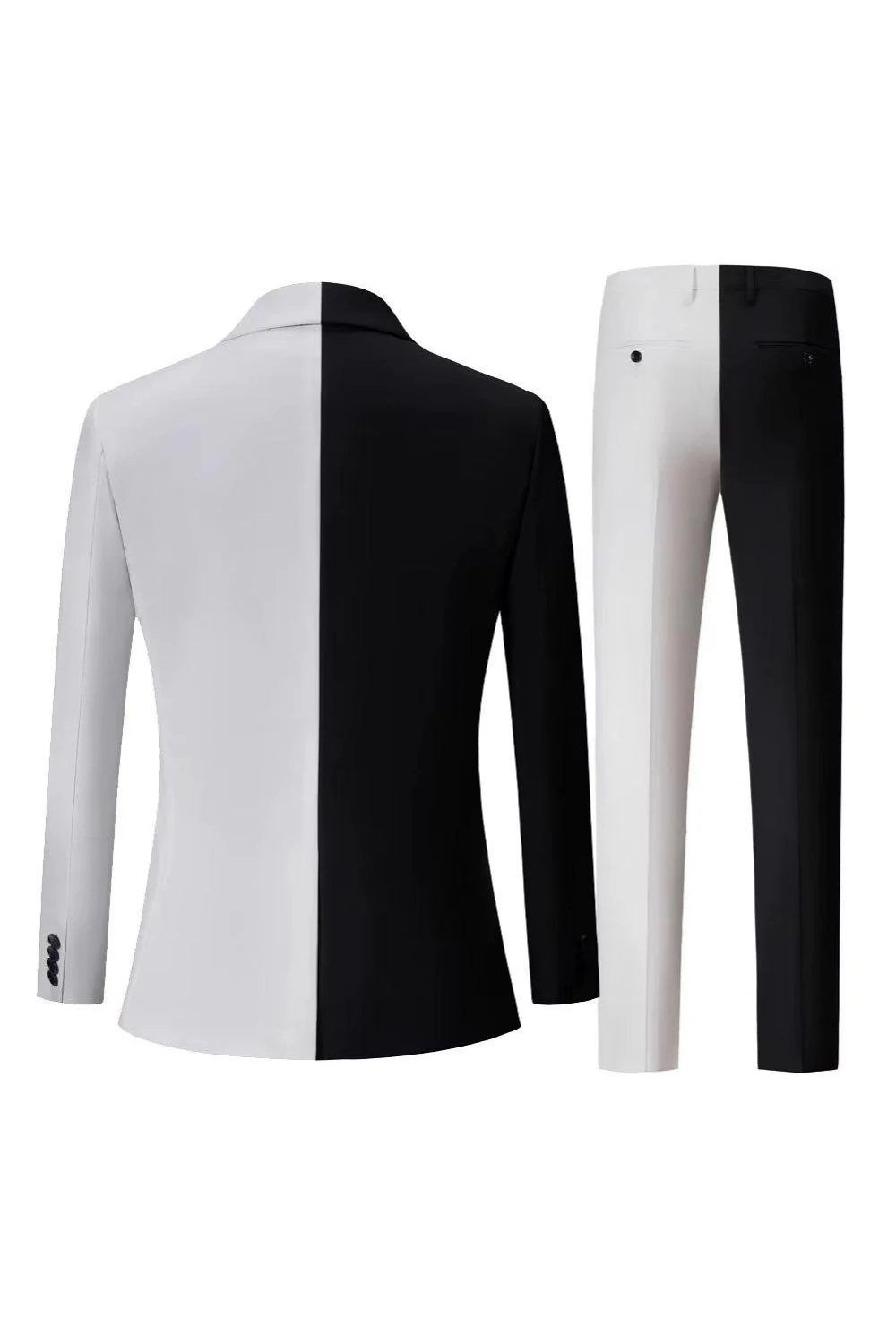Black and White Notched Lapel Single Breasted Men's Prom Suits - Image 2