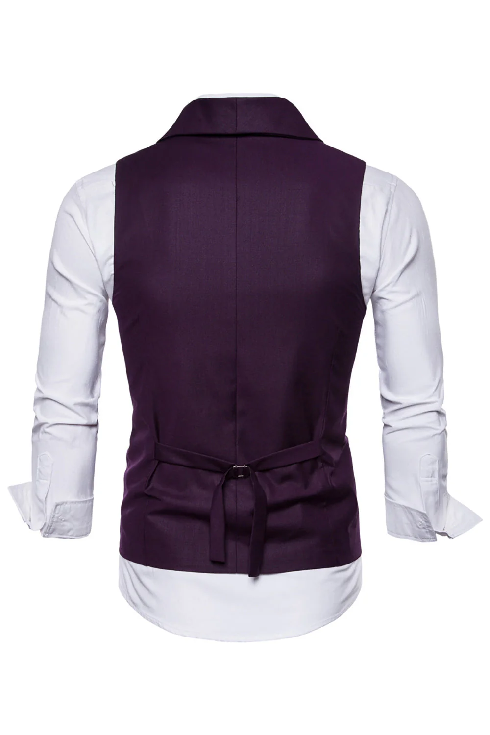 Black Double Breasted Shawl Lapel Men's Suit Vest - Image 7