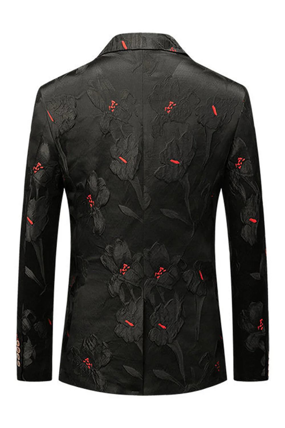 Black Jacquard Notched Lapel Prom Blazer - Image 2