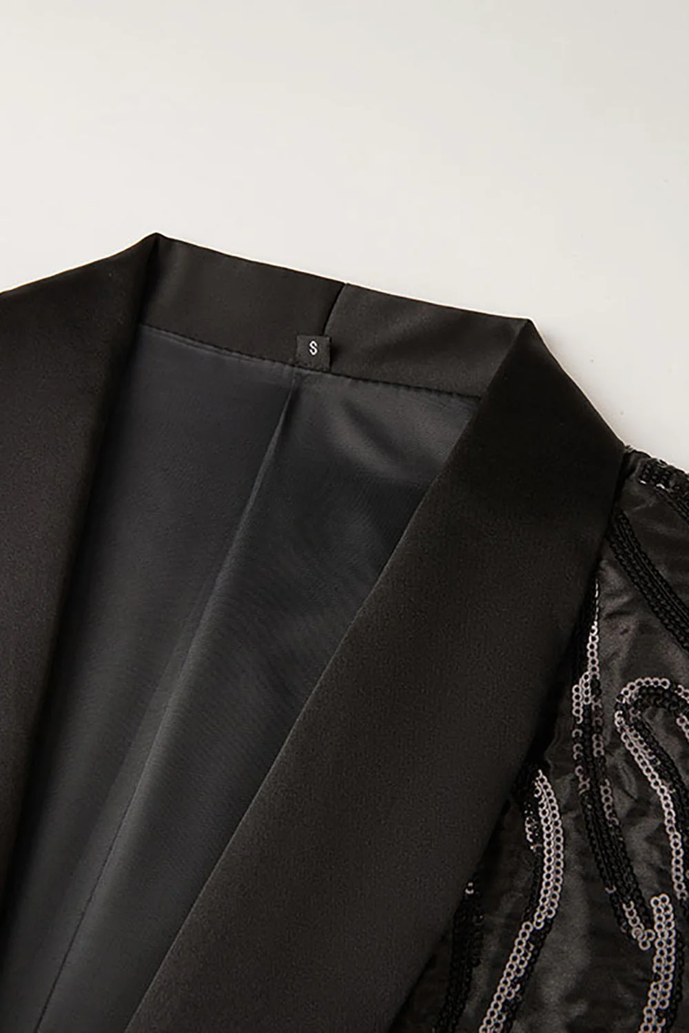 Black Jacquard One Button Men's Blazer - Image 4