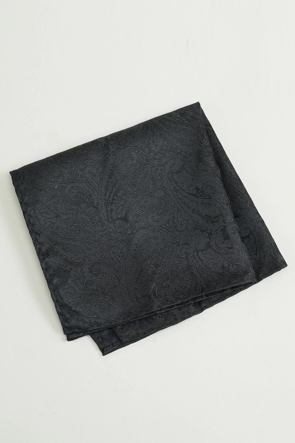 Black Jacquard Satin Bow Tie Pocket Square Set - Image 5