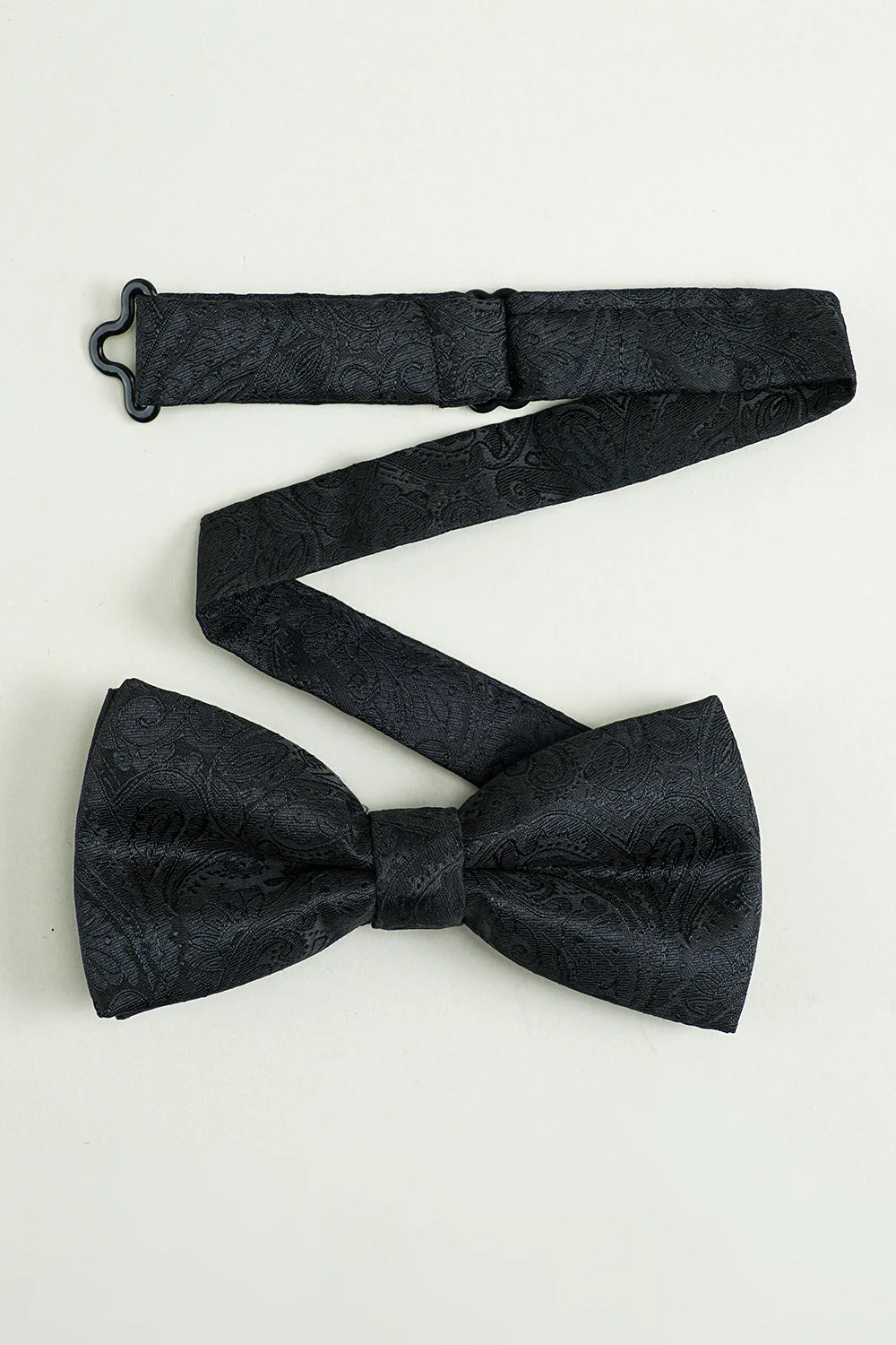 Black Jacquard Satin Bow Tie Pocket Square Set - Image 6