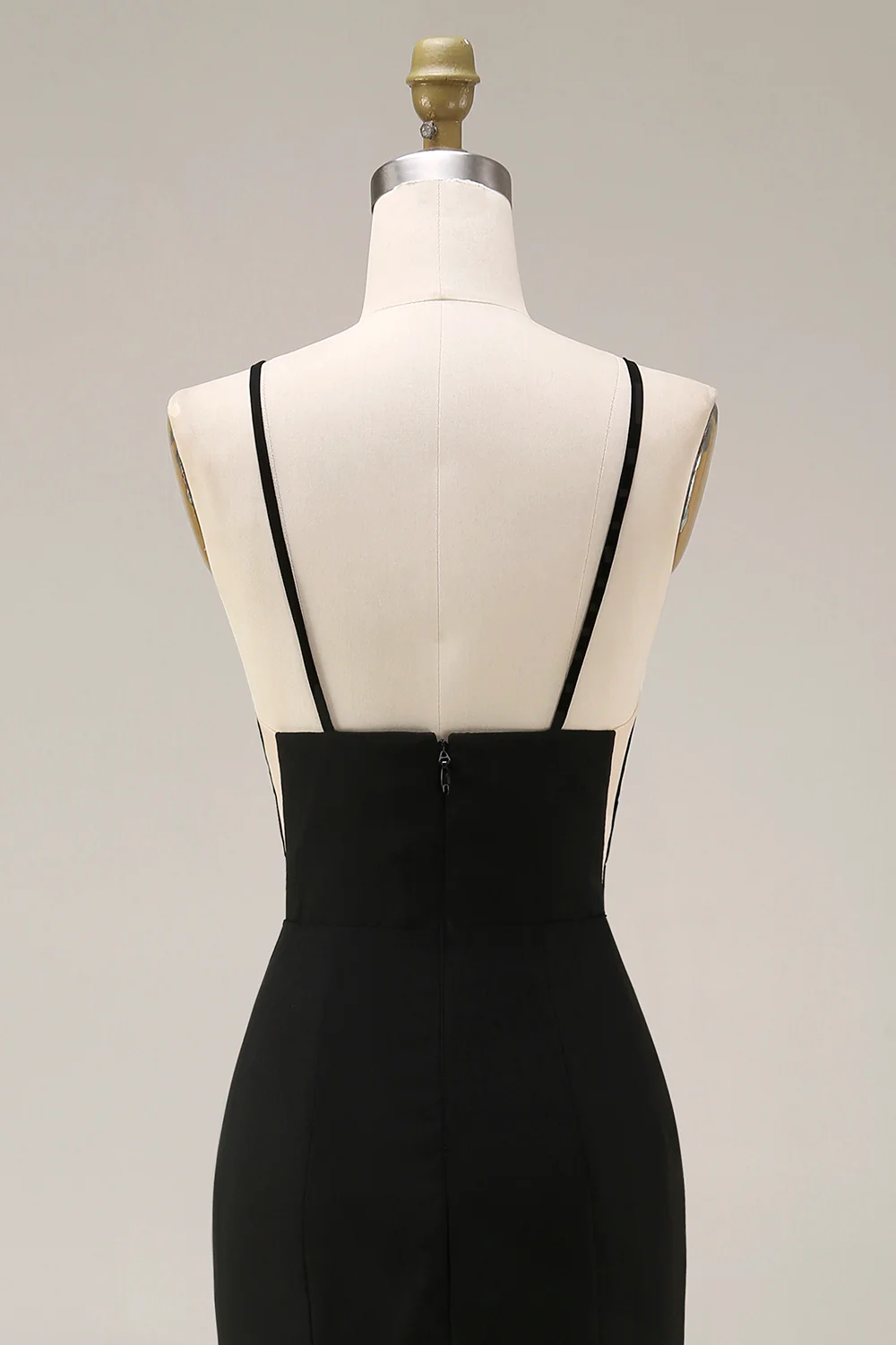 Black Mermaid V-Neck Satin Long Evening Dress with Lace - Image 7