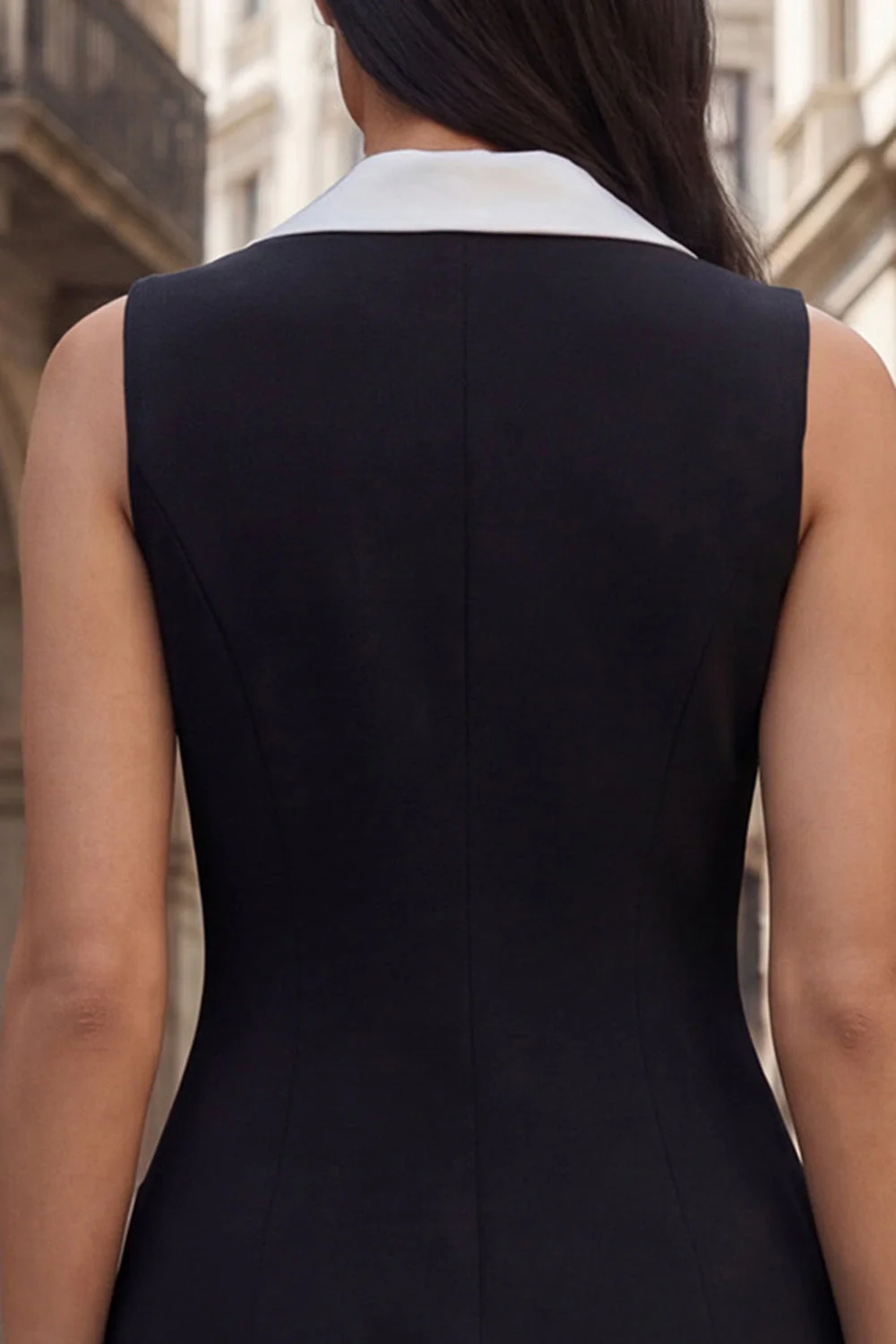 Black Bodycon Notched Lapel Double Breasted Short Business Dress - Image 4