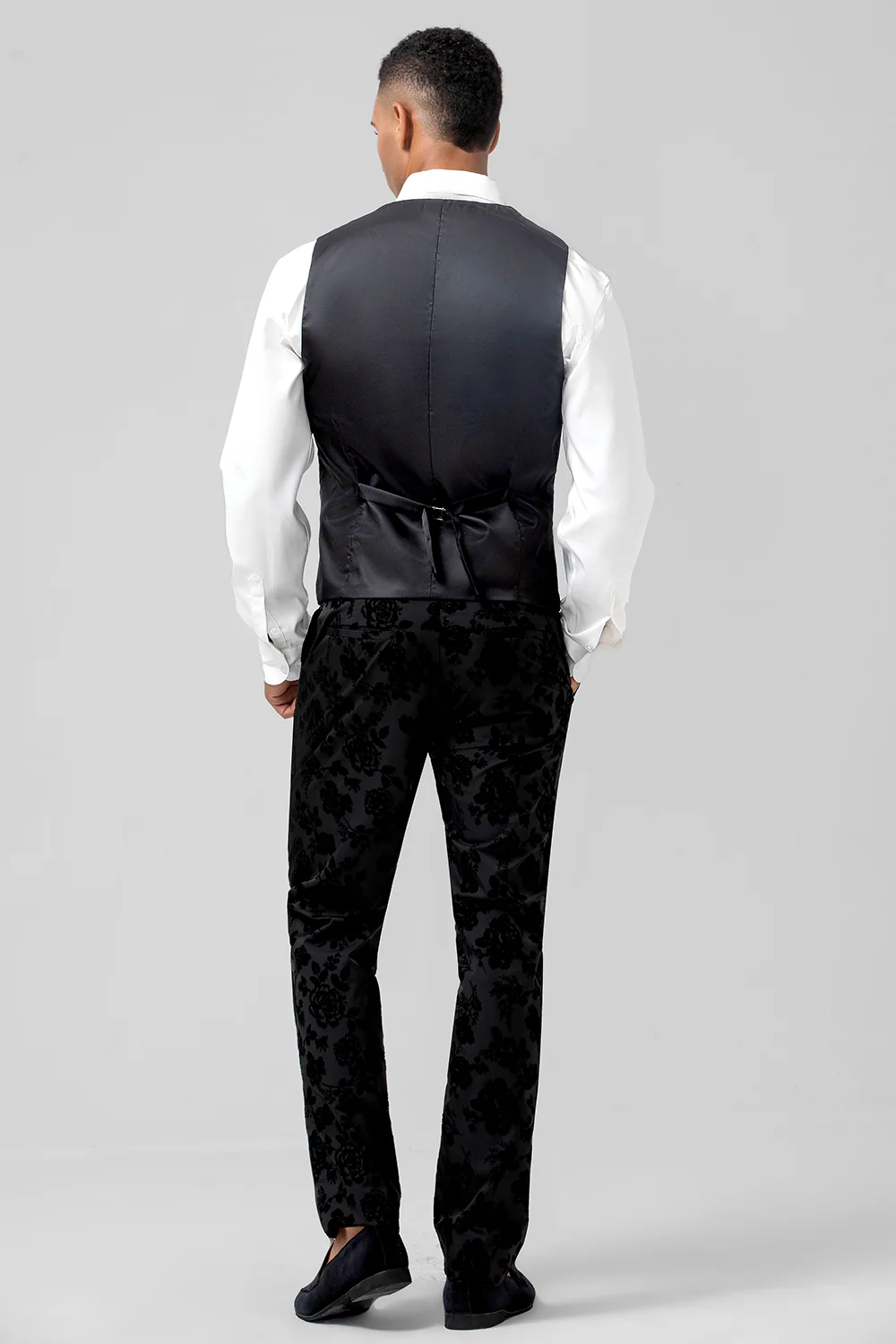 Black Peak Lapel 3 Pieces Floral Men's Suits - Image 5