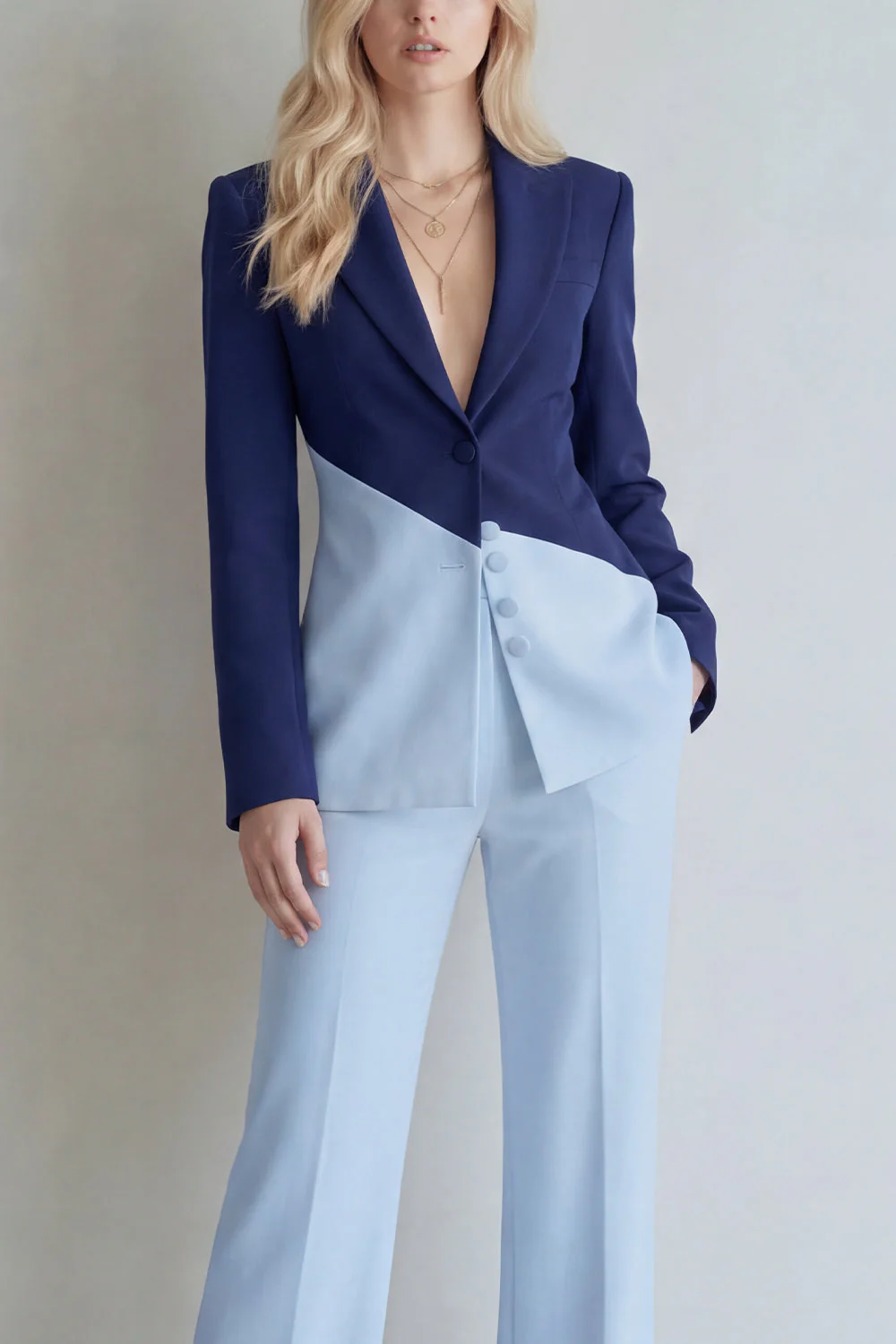 Black Pink Patchwork Single Breasted 2 Piece Notched Lapel Prom Suits - Image 11