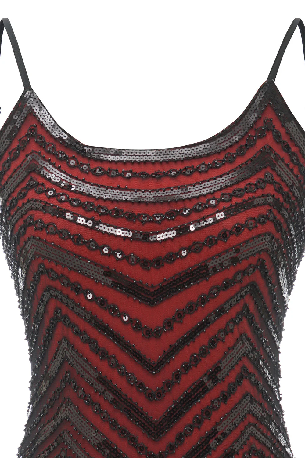Black Red Spaghetti Straps 1920s Dress - Image 4