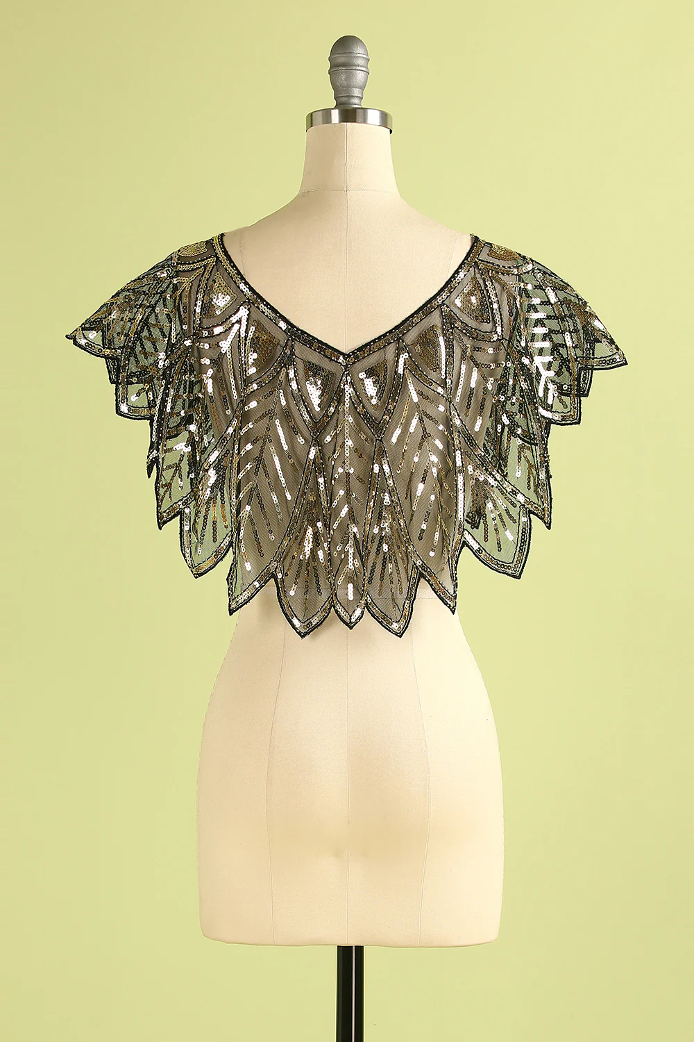 Black Sequin Glitter 1920s Cape - Image 7