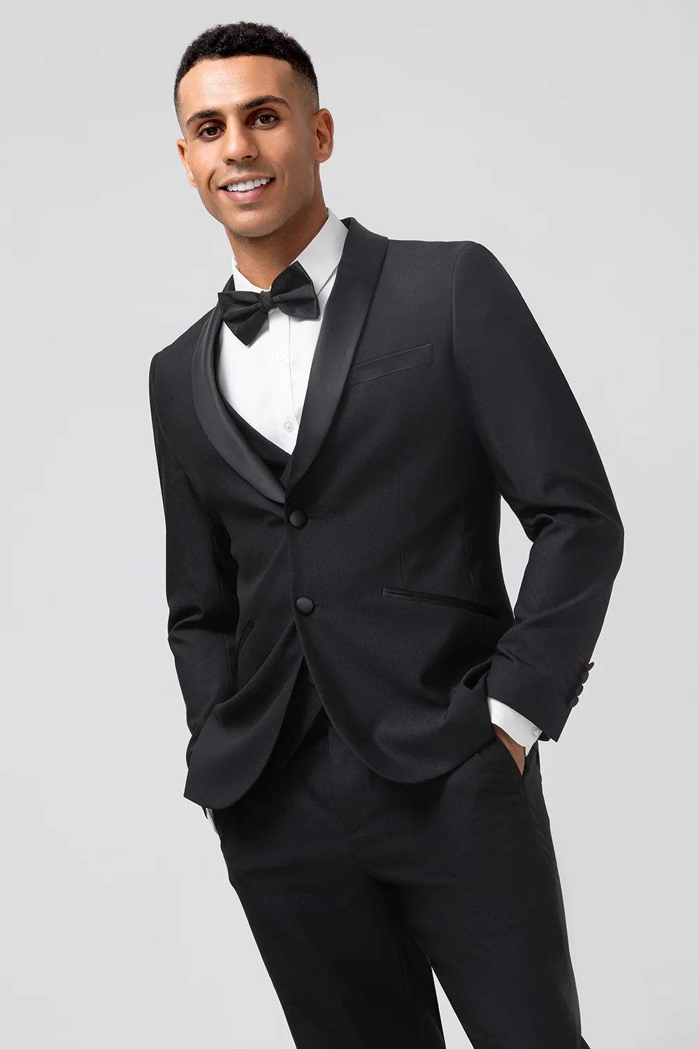 Black Shawl Lapel Single Breasted 3 Pieces Men's Suits - Image 8