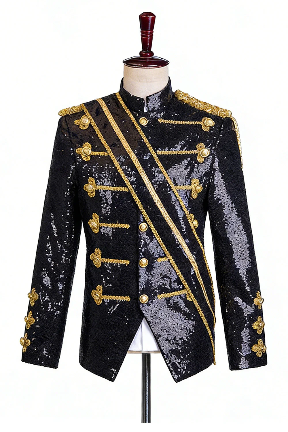 Sparkly Black Single Breasted Shawl Men's Prom Suits with Sequins