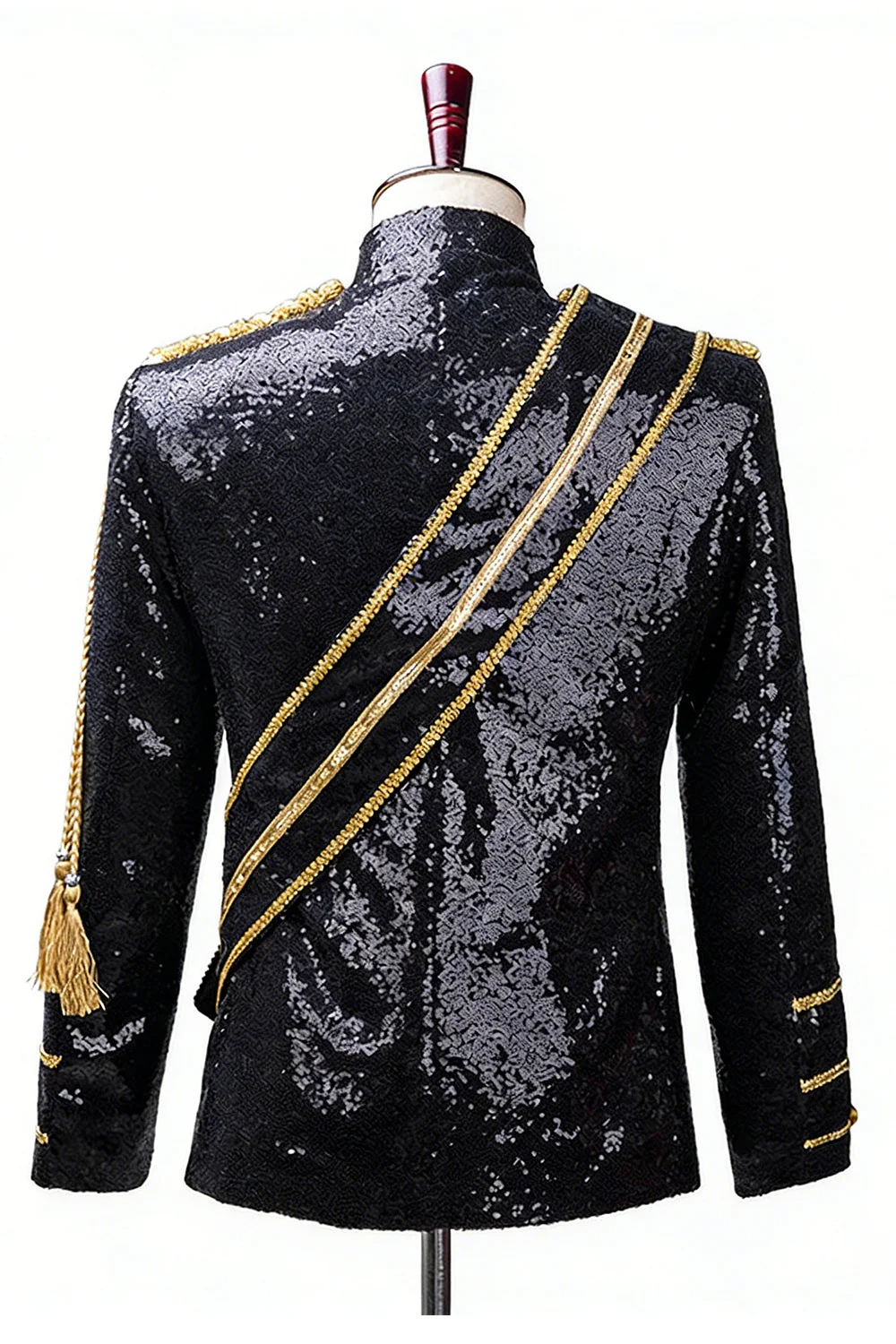 Sparkly Black Single Breasted Shawl Men's Prom Suits with Sequins - Image 2