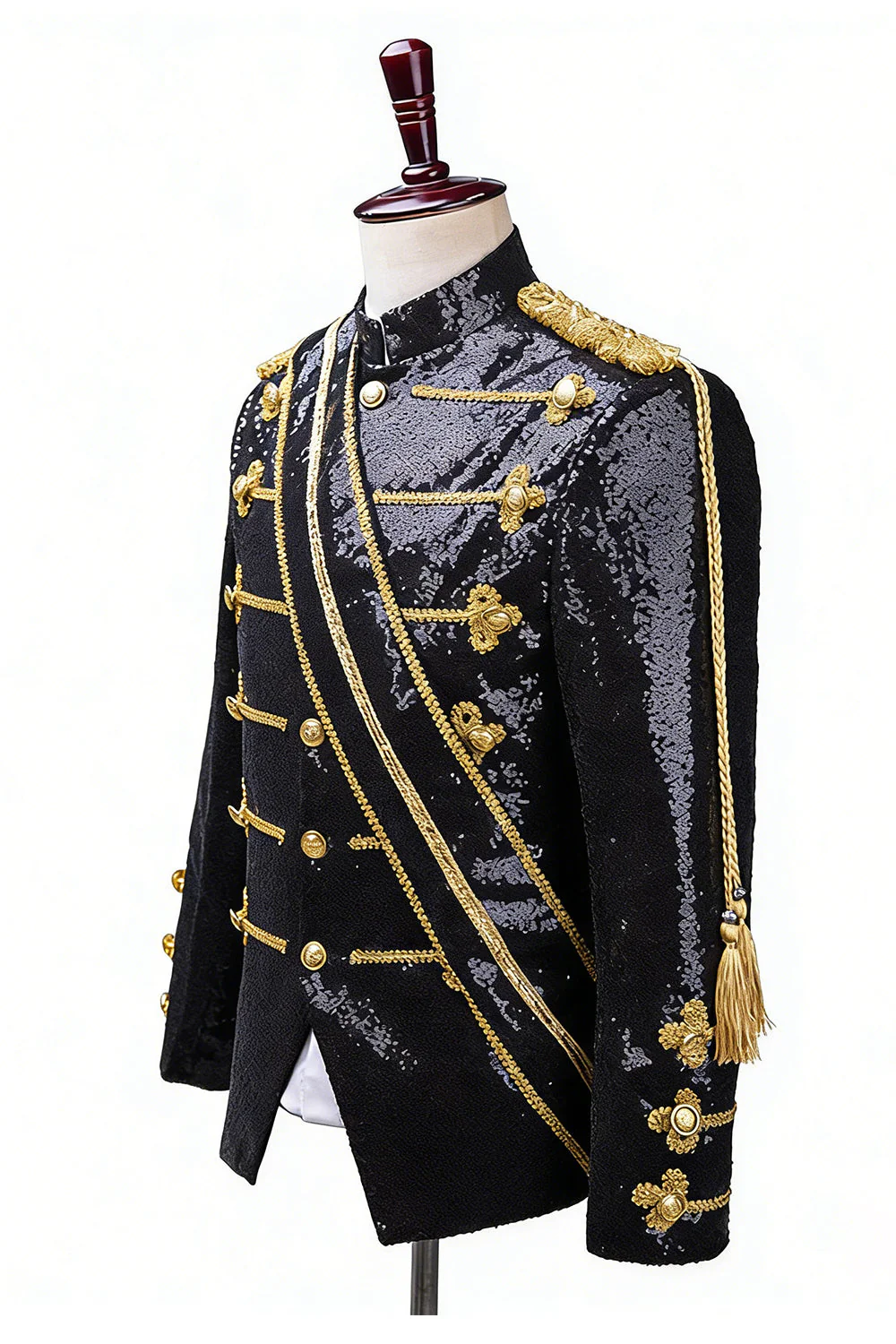 Sparkly Black Single Breasted Shawl Men's Prom Suits with Sequins - Image 4