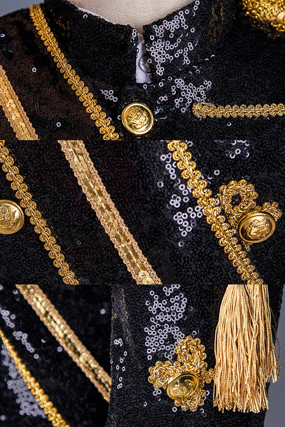 Sparkly Black Single Breasted Shawl Men's Prom Suits with Sequins - Image 5