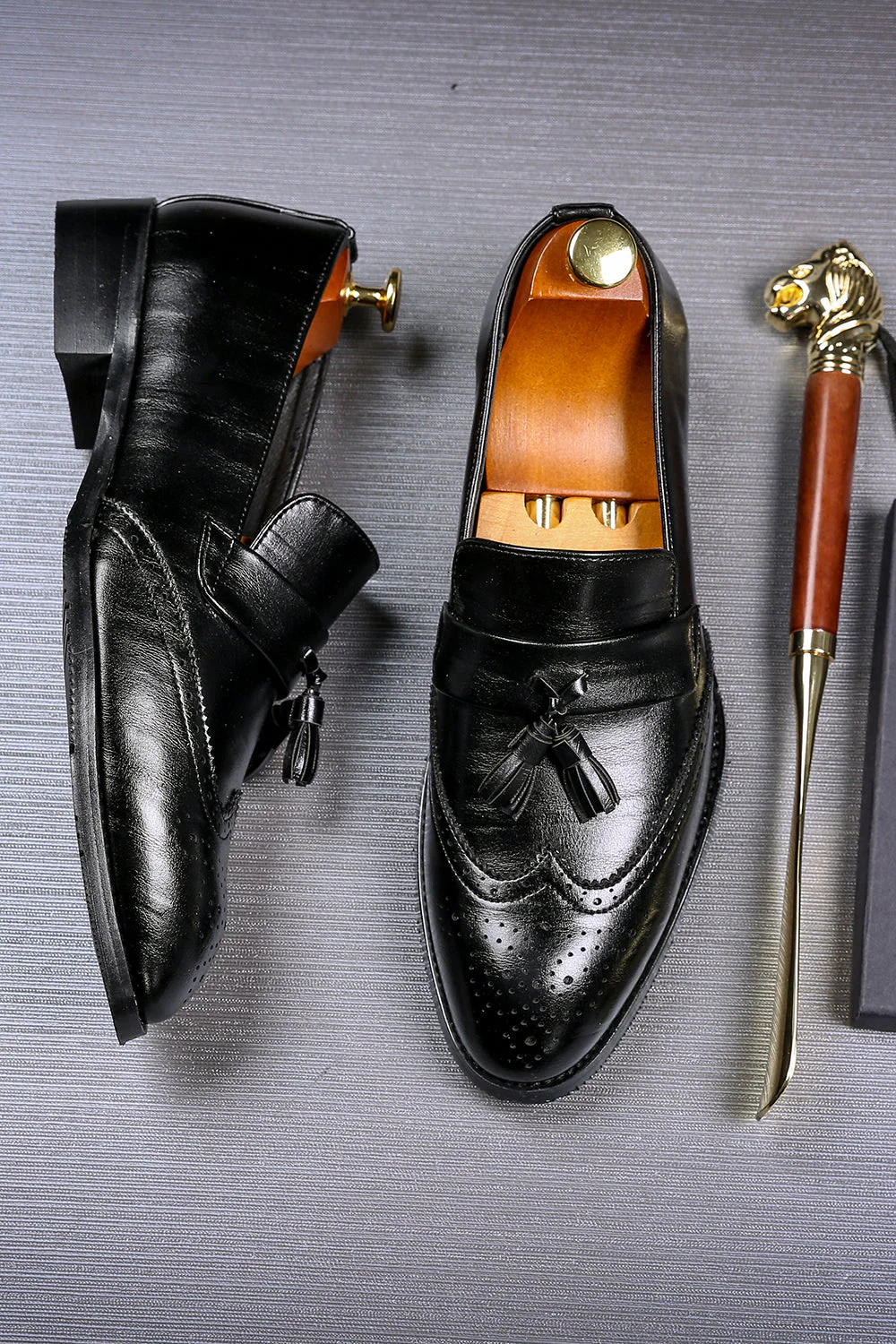 Black Slip-On Fringe Men's Party Shoes - Image 3