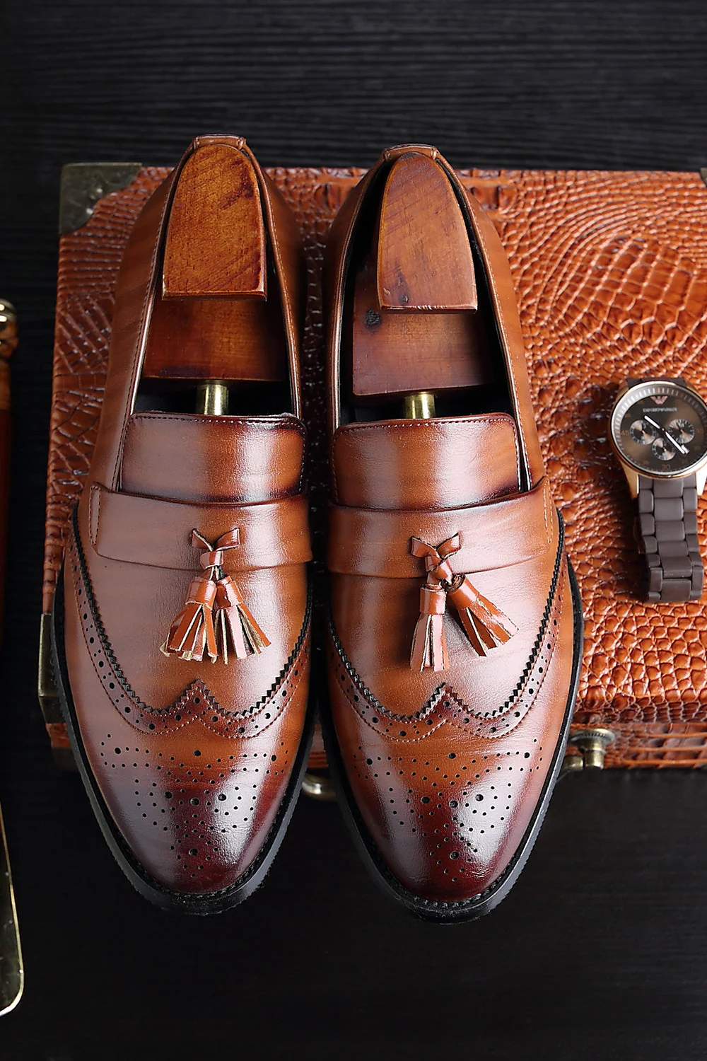 Black Slip-On Fringe Men's Party Shoes - Image 6