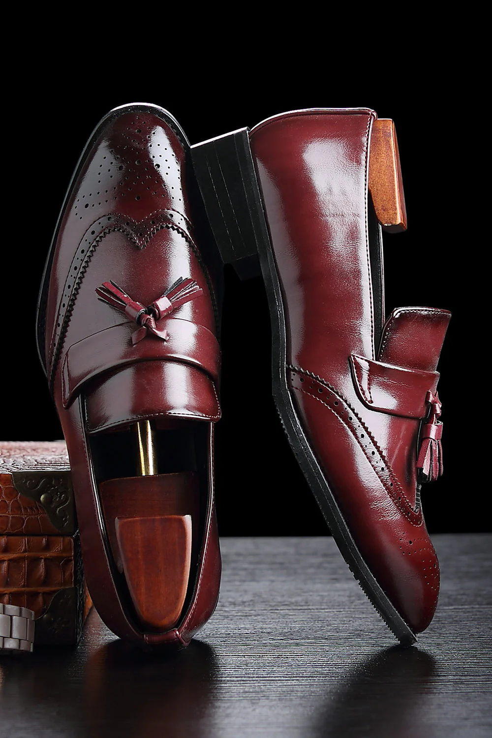 Black Slip-On Fringe Men's Party Shoes - Image 8
