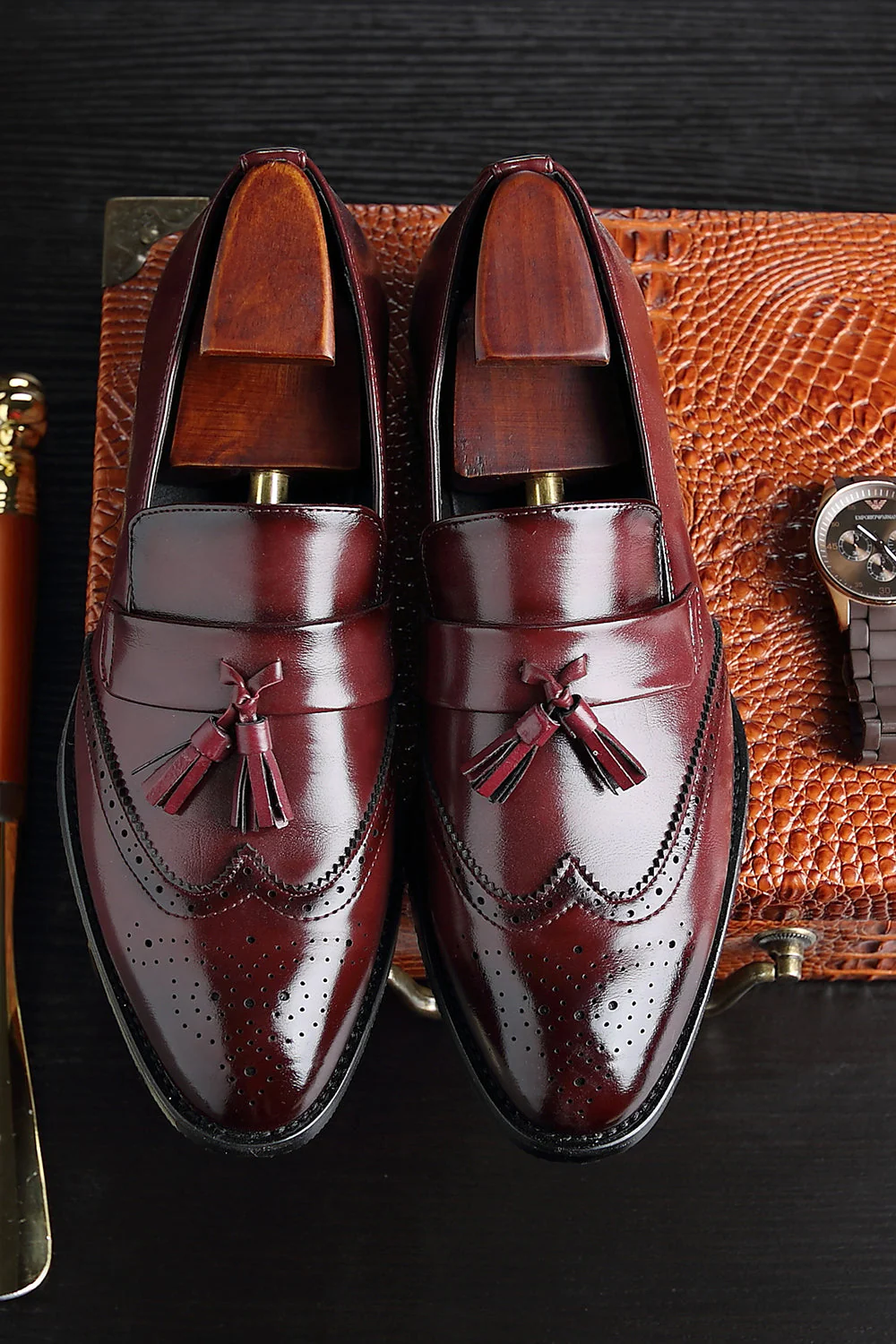 Black Slip-On Fringe Men's Party Shoes - Image 9