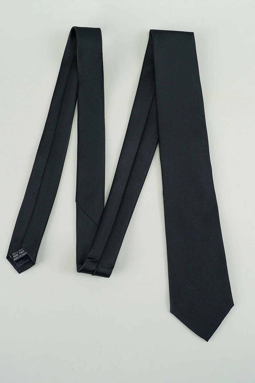 Black Solid Satin Party Tie - Image 3