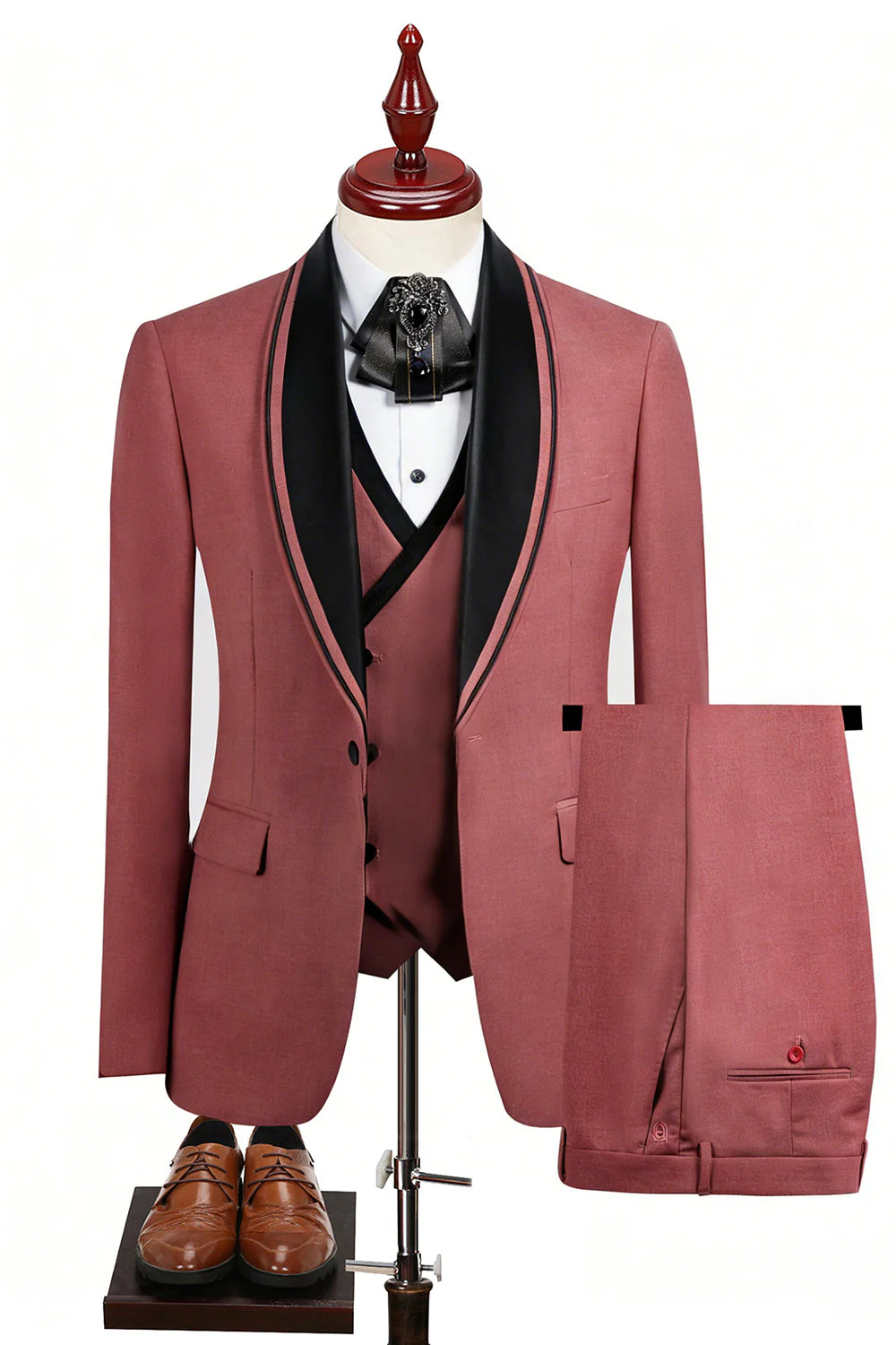 Blue 3 Piece Shawl Lapel One Button Men's Business Suits - Image 5