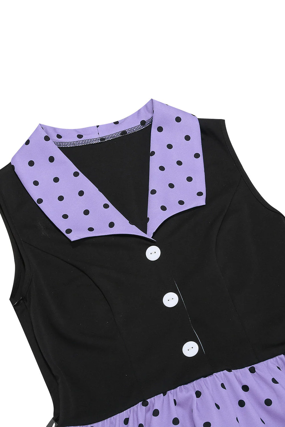 Blue A Line Polka Dots Shawl Lapel 1950s Dress - Image 12