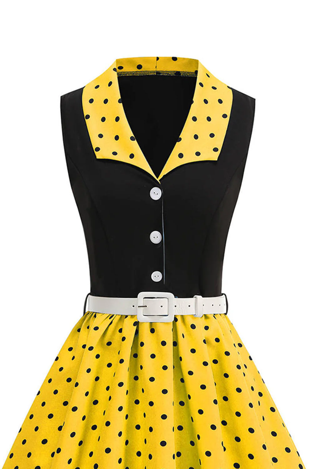 Blue A Line Polka Dots Shawl Lapel 1950s Dress - Image 6