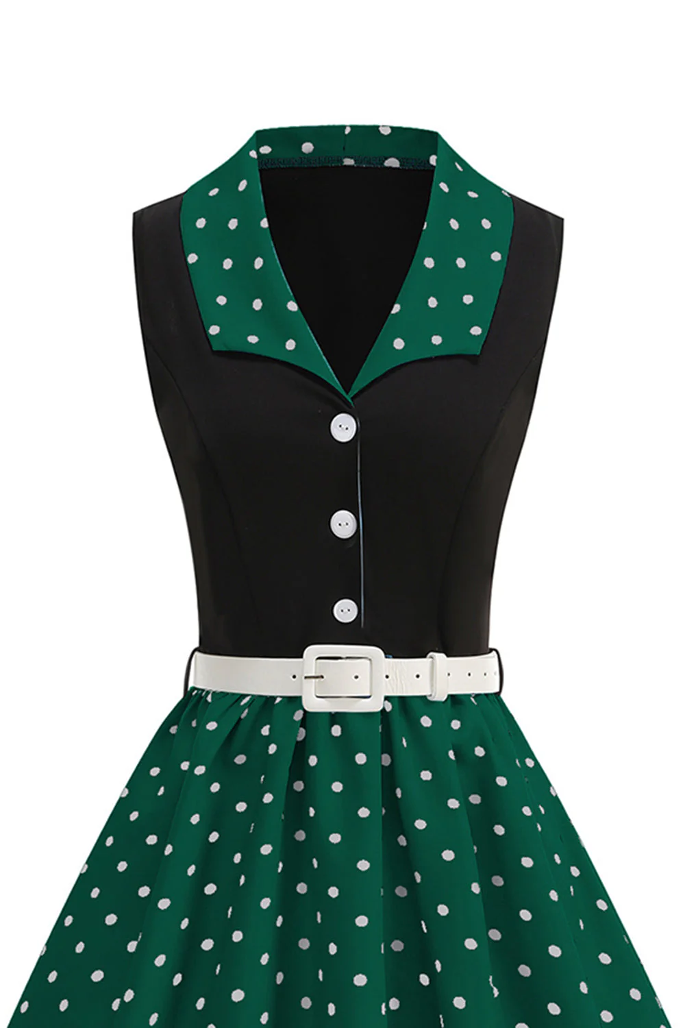Blue A Line Polka Dots Shawl Lapel 1950s Dress - Image 8