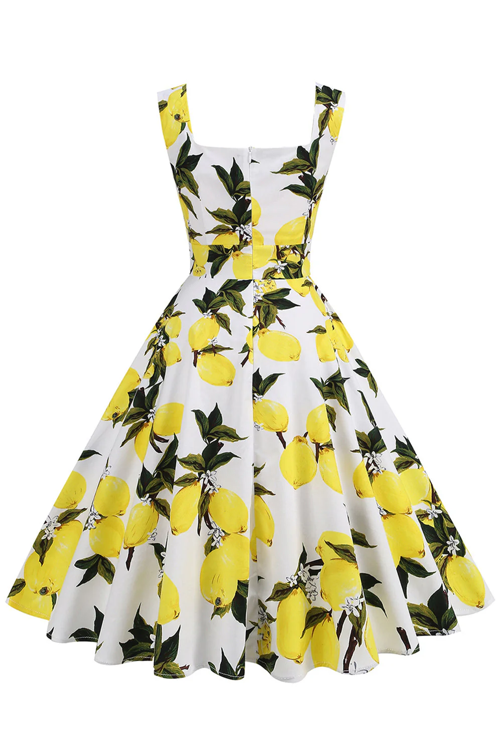 Blue Floral Print Square Neck 1950s Vintage Dress - Image 6