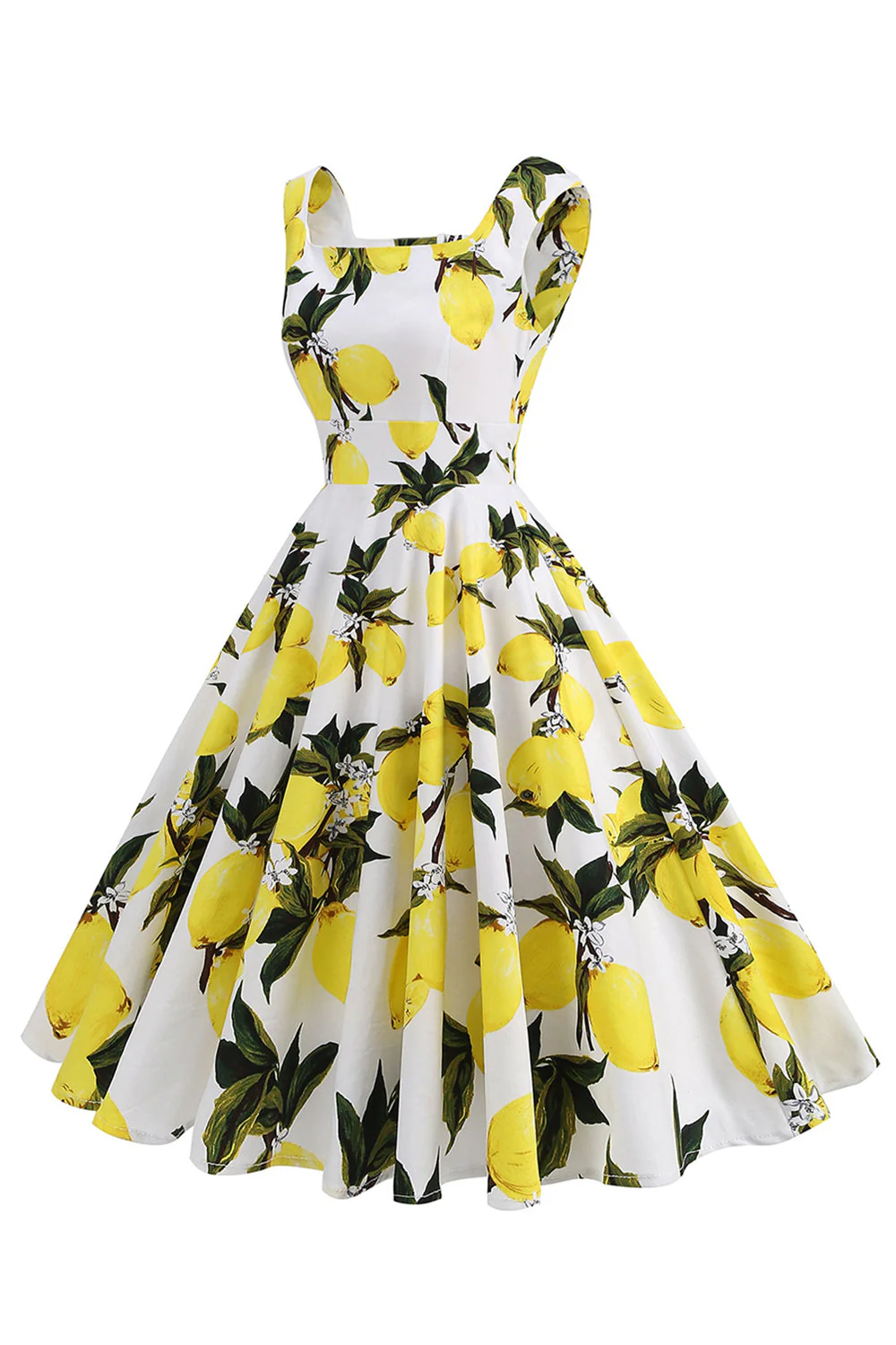 Blue Floral Print Square Neck 1950s Vintage Dress - Image 7
