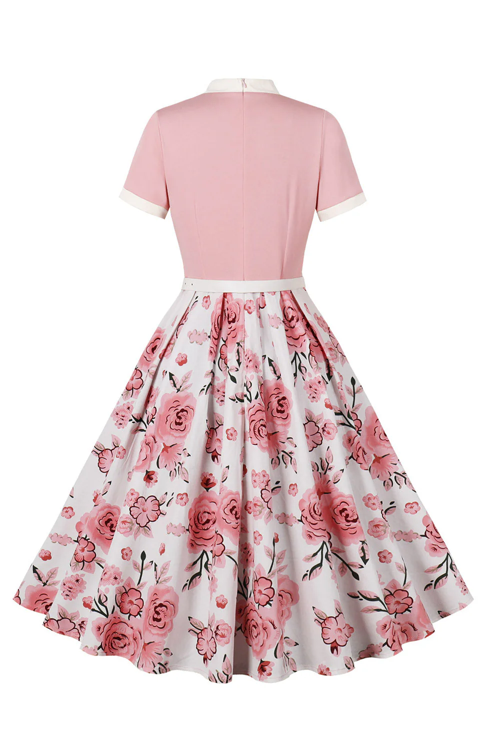 Blue Floral Printed 1950s Dresses with Short Sleeves - Image 8