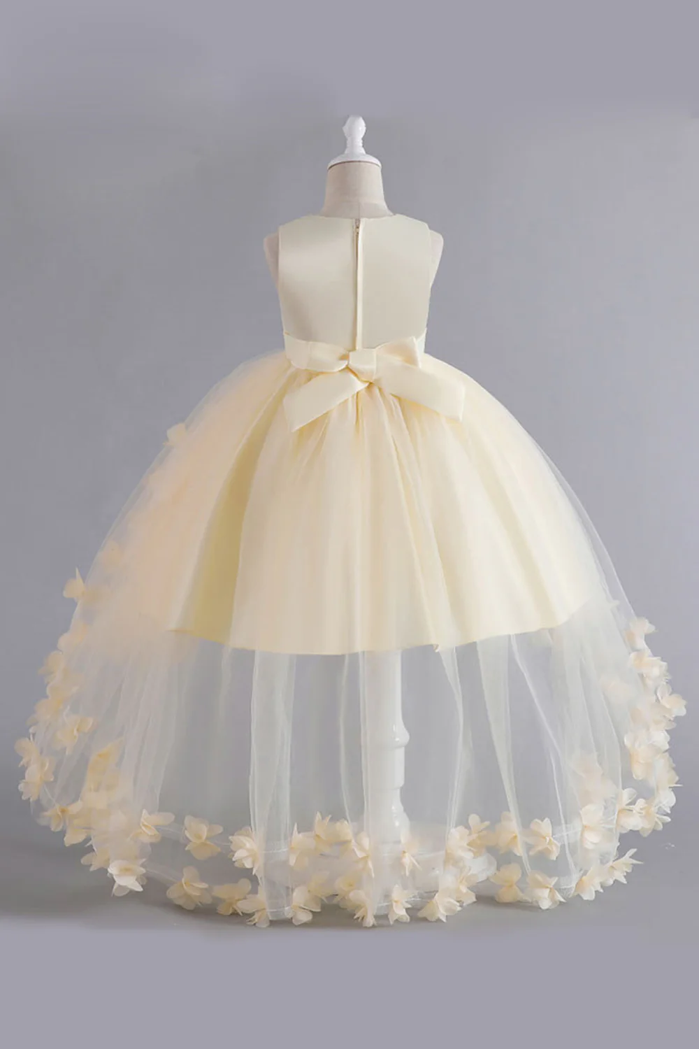 Blue High Low Girls' Dress With Bowknot - Image 6