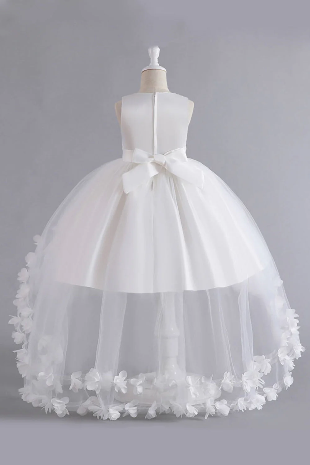 Blue High Low Girls' Dress With Bowknot - Image 8