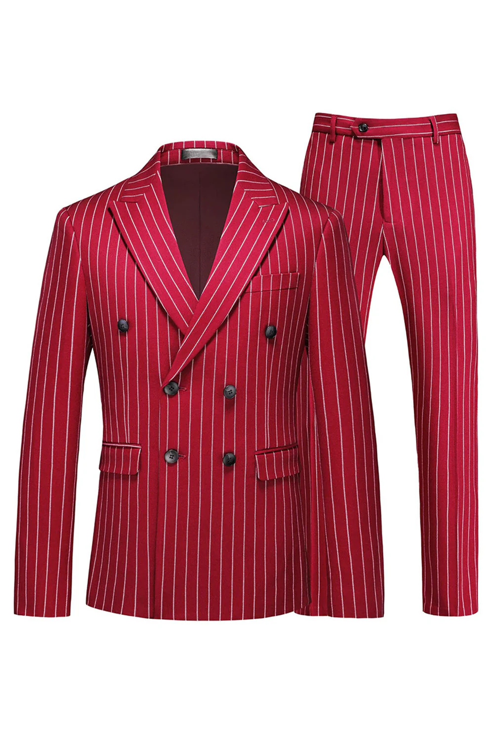 Blue Peak Lapel Striped 2-piece Men Suits - Image 12