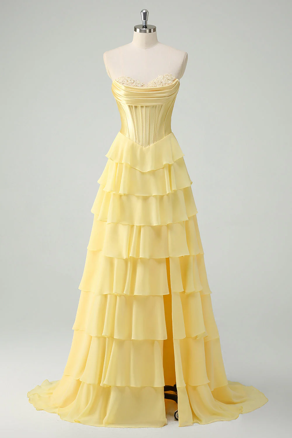 Blue Sweetheart Ruffled A Line Long Prom Dress - Image 13