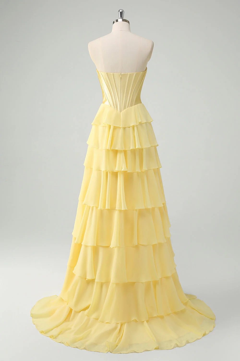 Blue Sweetheart Ruffled A Line Long Prom Dress - Image 14