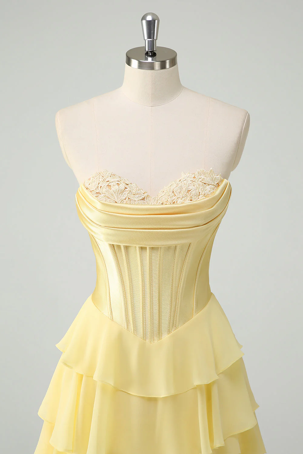 Blue Sweetheart Ruffled A Line Long Prom Dress - Image 16