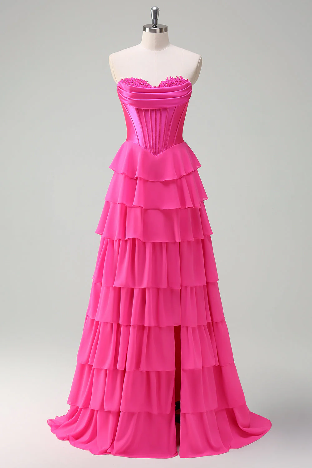 Blue Sweetheart Ruffled A Line Long Prom Dress - Image 7